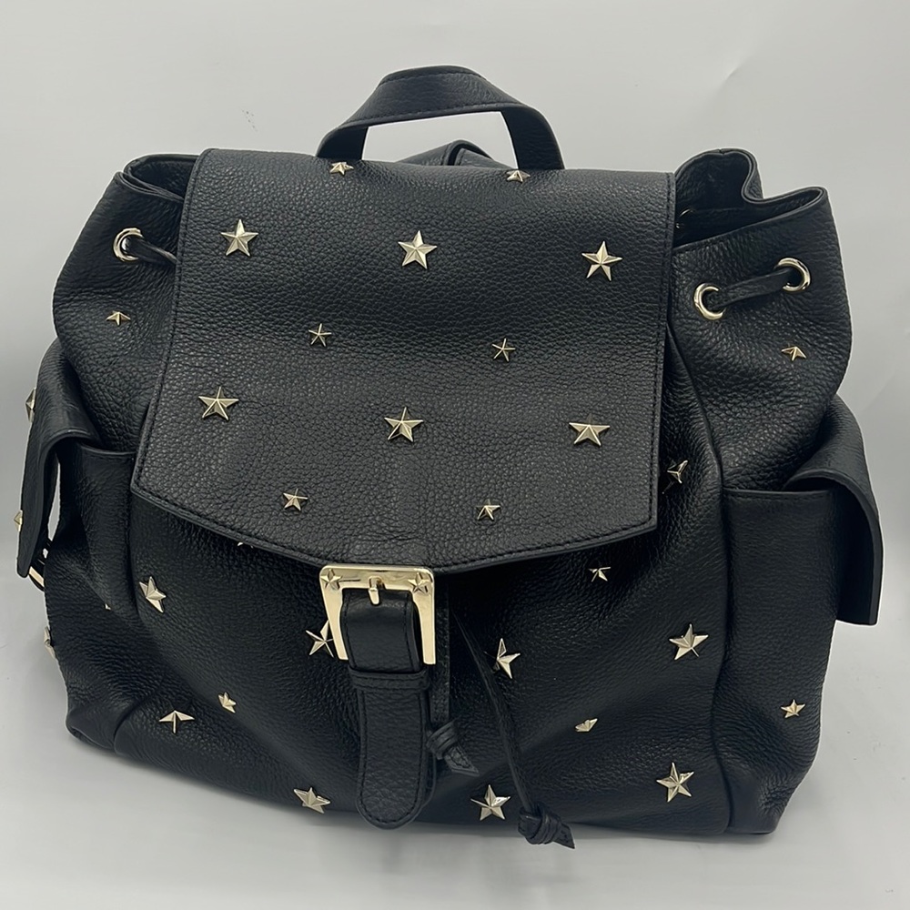 VALENTINO RED Leather Star Studded Backpack- 12.5”H X 12W X 6.5W. Made In Italy - Picture 1 of 17